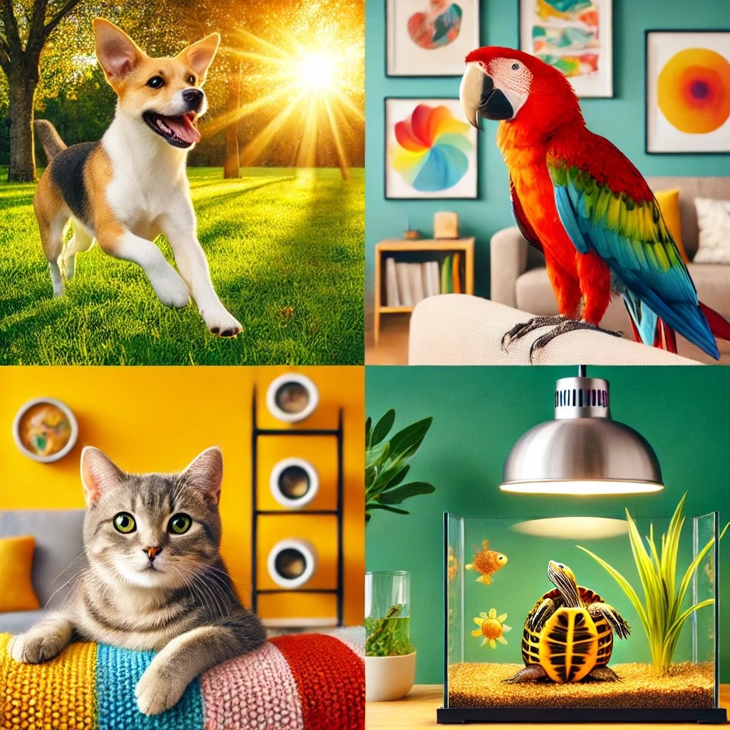 A joyful collage featuring diverse pets